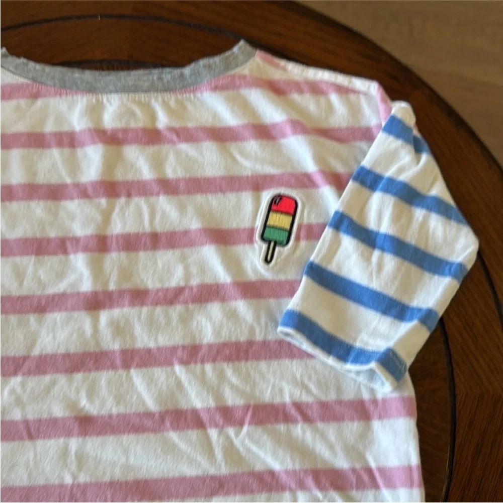GAP Pink and Green Long Sleeve Tee with Stripes